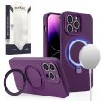 Metkase Magnetic Ring Stand Liquid Silicone Case for iPhone 15 Plus - Dark Purple Fashion