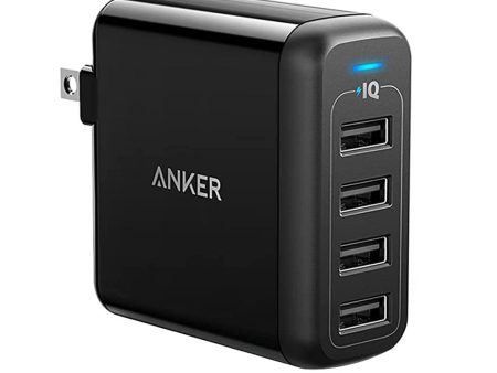 Anker Powerport 4 Multi-Device 40W USB-A Wall Charger 4X - Black Discount