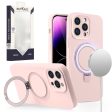 Metkase Magnetic Ring Stand Liquid Silicone Case for iPhone 15 Plus - Light Pink Sale