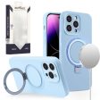 Metkase Magnetic Ring Stand Liquid Silicone Case for iPhone 15 Plus - Light Blue Sale