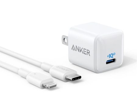 Anker Powerport 20W PD Nano USB-C Wall Charger W  6  C-Lightning Cable - White Online now