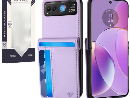 Metkase Card Slot Wallet Holder Case In Slide-Out Package For Motorola Razr 2023 - Light Purple Online Hot Sale