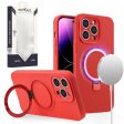 Metkase Magnetic Ring Stand Liquid Silicone Case for iPhone 15 Plus - Red on Sale