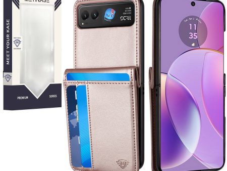 Metkase Card Slot Wallet Holder Case In Slide-Out Package For Motorola Razr 2023 - Rose Gold Online Hot Sale