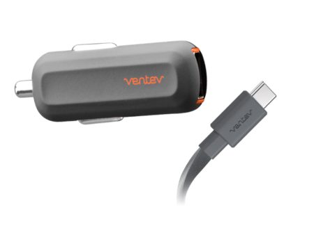 Ventev 12W Dashport R1240 Car Charger And USB A To USB C Cable 3.3Ft - Gray Online now