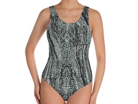 One-Piece Tire Scribbles Bathing Suit Online Sale