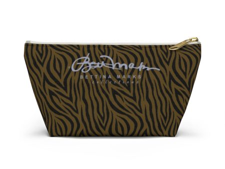 Olive Zebra Accessory Pouch w T-bottom Cheap