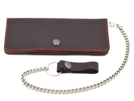 Long Leather Wallet w  Chain (Silver & Red) Online Hot Sale