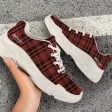 Black Red Tight Plaid Athletic Sneakers Discount