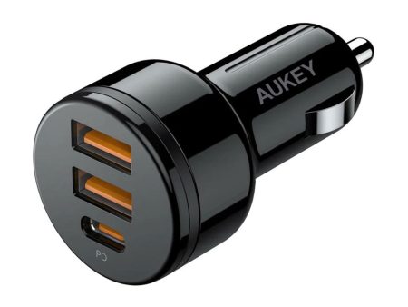 Aukey 36W Dual USB-A USB-C CAR Charger CC-Y16 - Black For Cheap