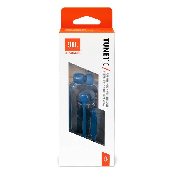 JBL Tune 110 Wired In-Ear Headphones - Blue For Sale