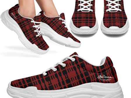 Black Red Tight Plaid Athletic Sneakers Discount