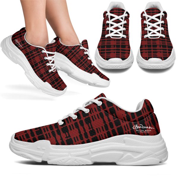 Black Red Tight Plaid Athletic Sneakers Discount