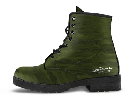 Army Camouflage Lava Leather Boots(Vegan) Online Sale