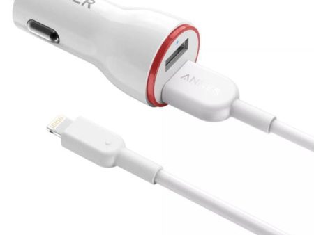 Anker Powedrive 2 USB A To Lightning Vehicle Charger - White Fashion