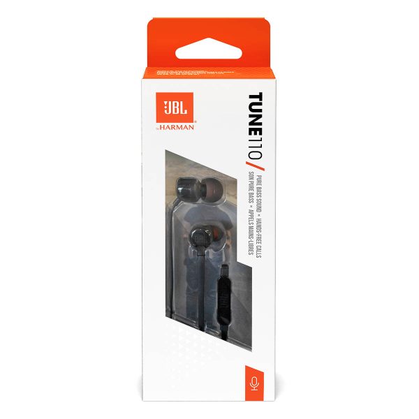 JBL Tune 110 Wired In-Ear Headphones - Black Online Sale