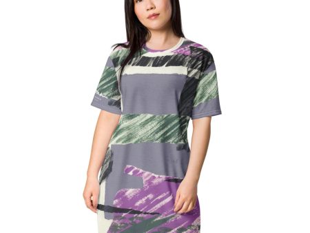 Abstract Collage Stripe T-shirt dress Hot on Sale