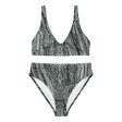 Tire Scribbles Recycled Hi-waisted bikini Bathing Suit Online Hot Sale