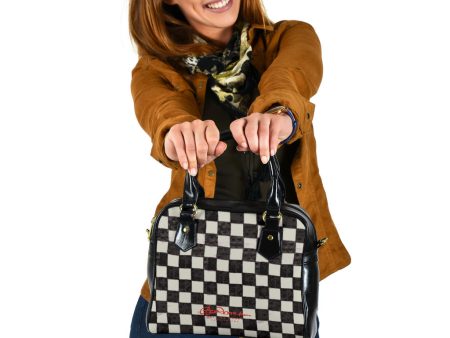 B&W CHECKERBOARD HAND BAG W SHOULDER STRAP Supply