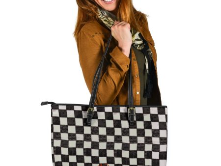 B&W Checkerboard Large Tote Bag Online now