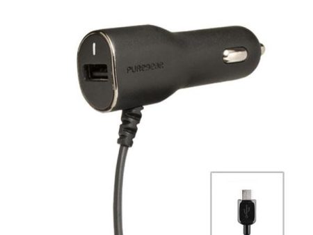 PureGear Corded Micro USB Car Charger 3.4A, 17W - Black Supply