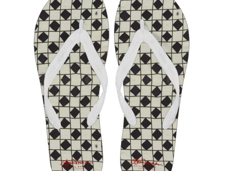 B&W Checkerboard Optical Flip Flops Sale