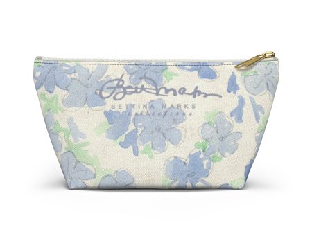 Blu&White Watercolor Floral Accessory Pouch w T-bottom Sale