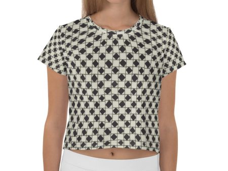 B&W Checkerboard Optical Print Crop Tee Online Sale