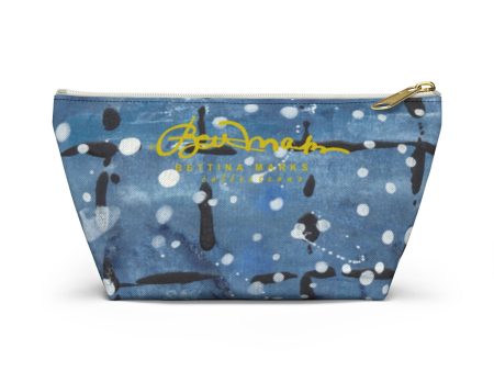 Blu&White Dotted Plaid Accessory Pouch w T-bottom Sale