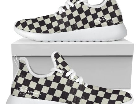 B&W Checkerboard Mesh Knit Sneakers Cheap