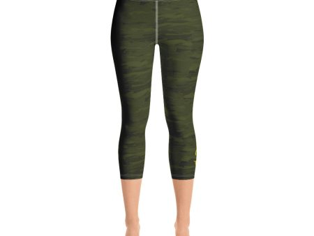 Army Camouflage Lava Yoga Capri Leggings For Sale