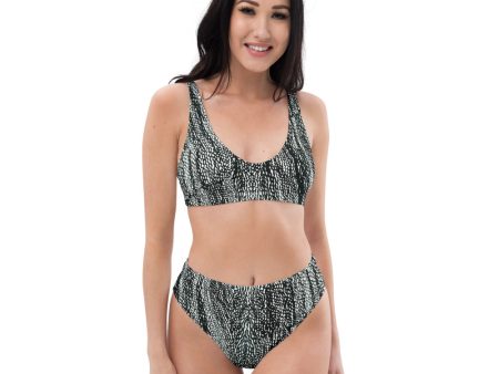 Tire Scribbles Recycled Hi-waisted bikini Bathing Suit Online Hot Sale