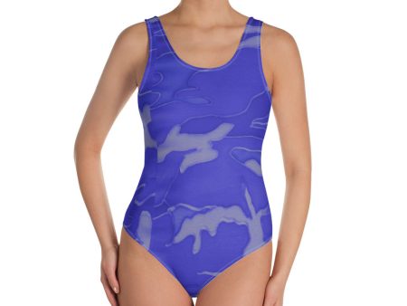 Purple Camouflage One-Piece Bathing Suit Online Hot Sale