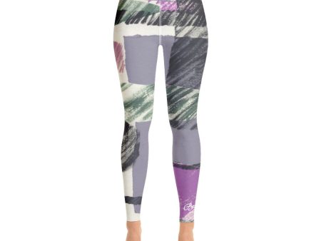 Abstract Engineered Collage Yoga Leggings Online Hot Sale