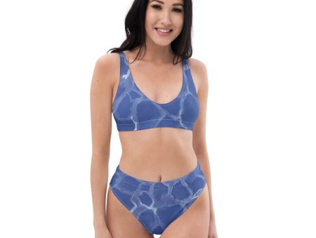 Blue Pool Recycled hi-waisted bikini bathing suit Supply