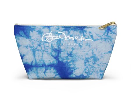 Blue Tie Dye Accessory Pouch w T-bottom Fashion